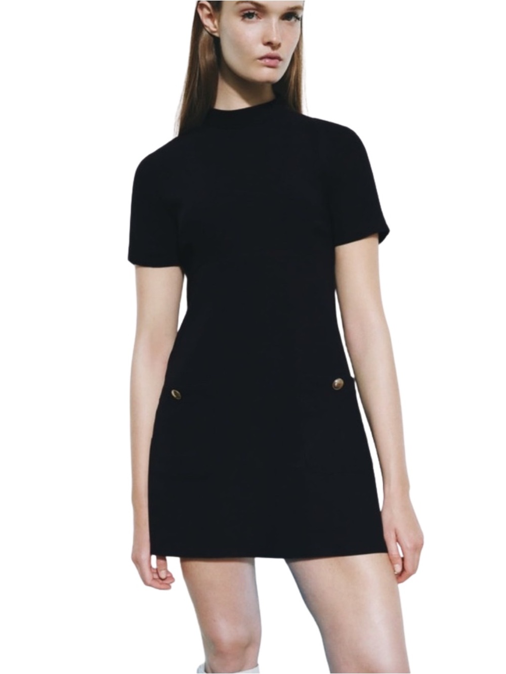 Zara Black High Collar Mini Dress XS